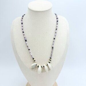 Vintage 80s Cat’s Eye Beads Cowrie Shell Necklace